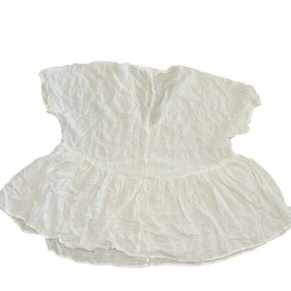 Time And Tru XL 16-18 Womens Peplum Top Winter White 100% Rayon Lightweight Boho - Picture 5 of 7